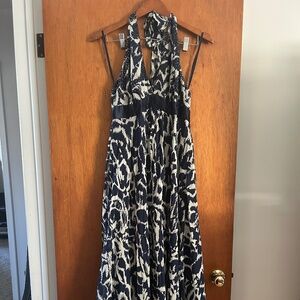 BCBG floral halter ballgown